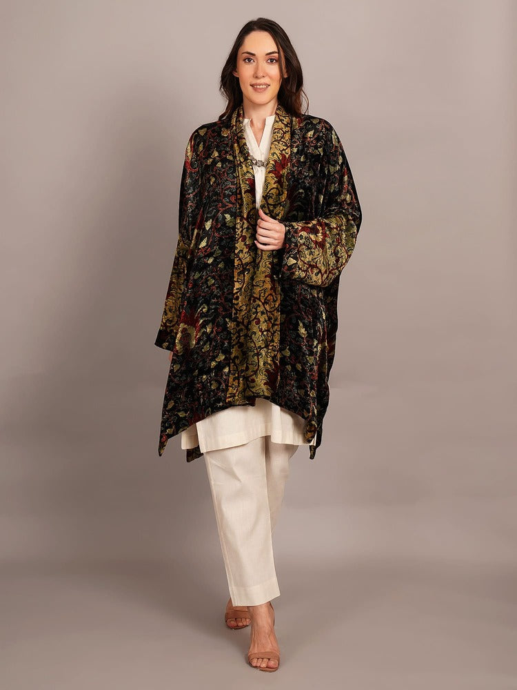 Green Bagru Velvet Cape