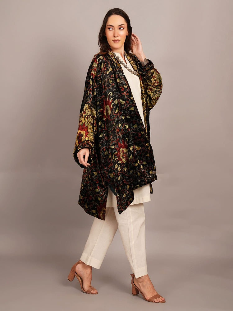 Green Bagru Velvet Cape