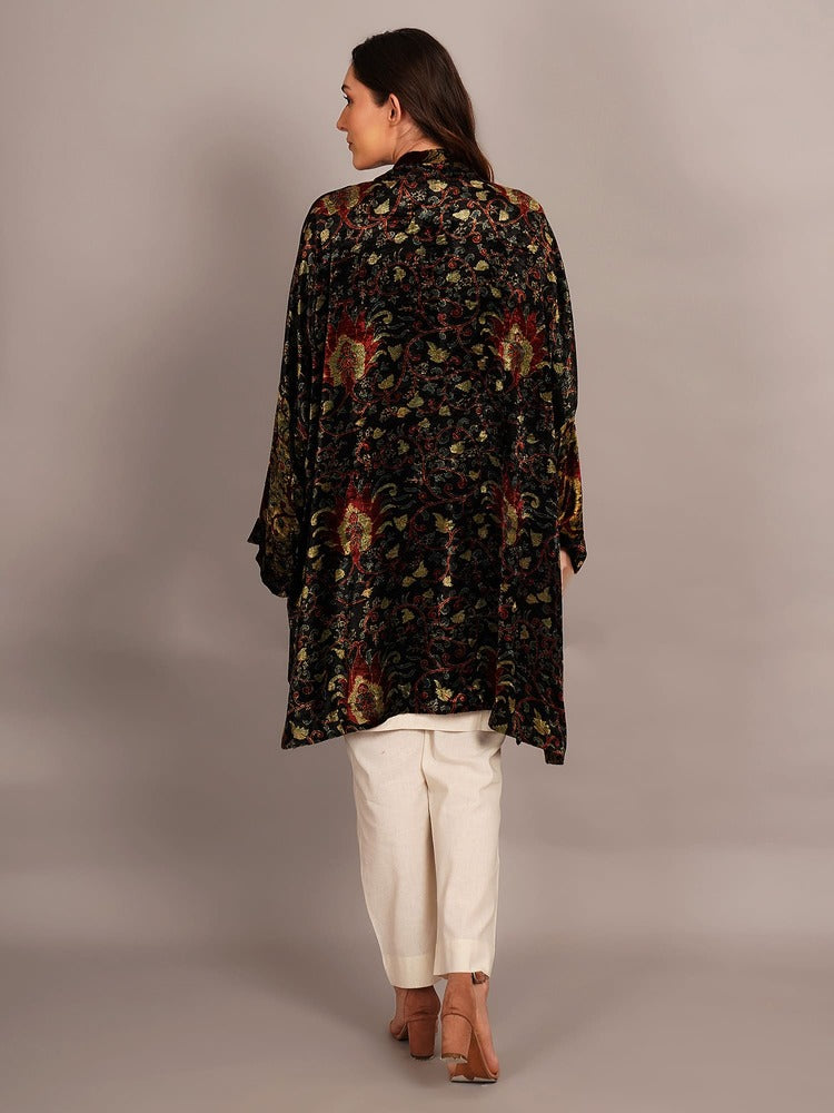 Green Bagru Velvet Cape