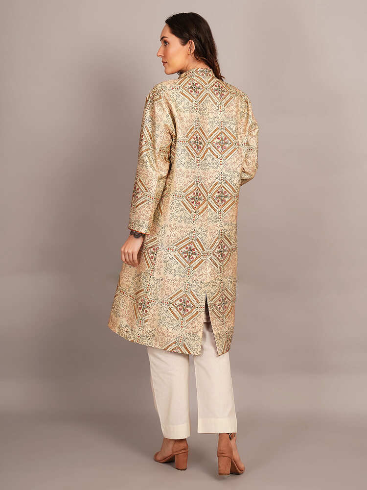 Off White Kantha & Rawsilk Ikkat Jacket