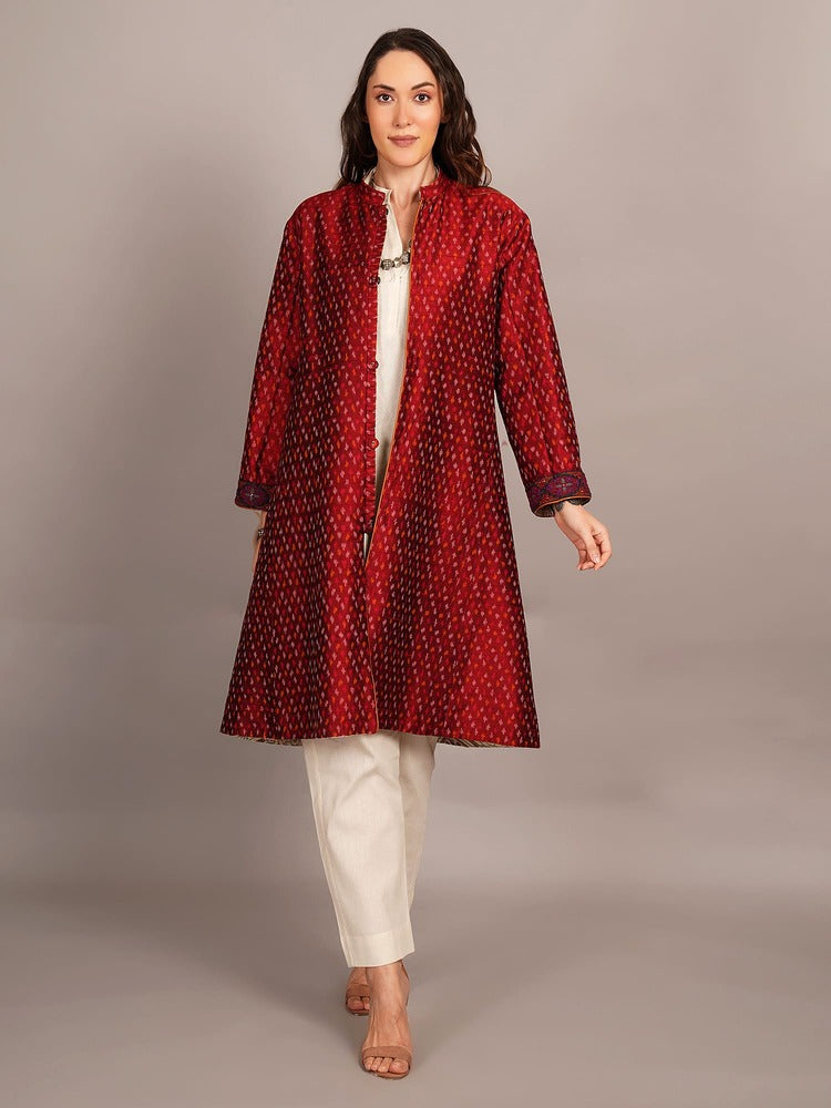 Off White Kantha & Rawsilk Ikkat Jacket