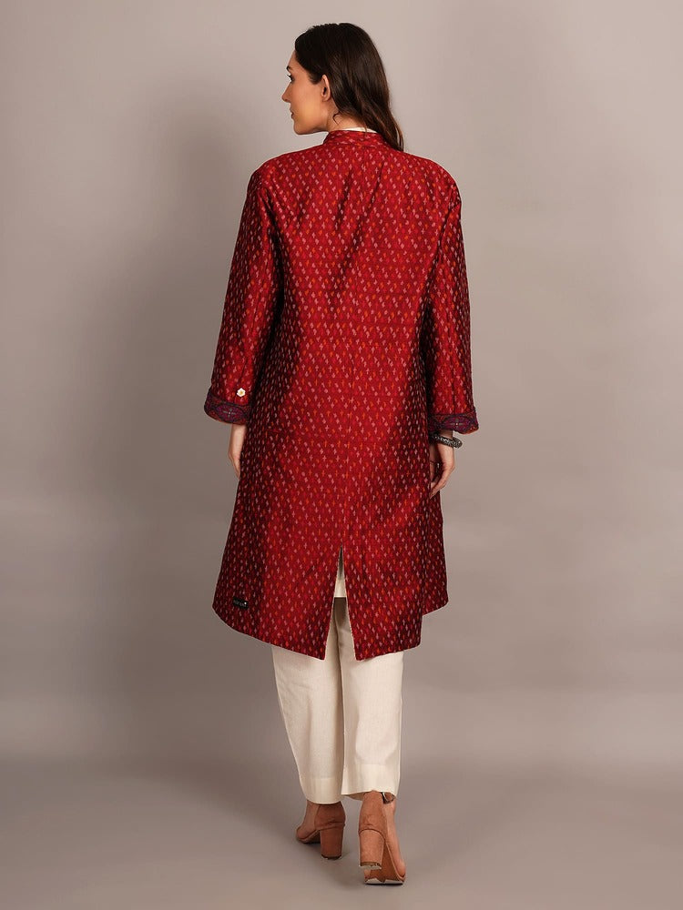Off White Kantha & Rawsilk Ikkat Jacket