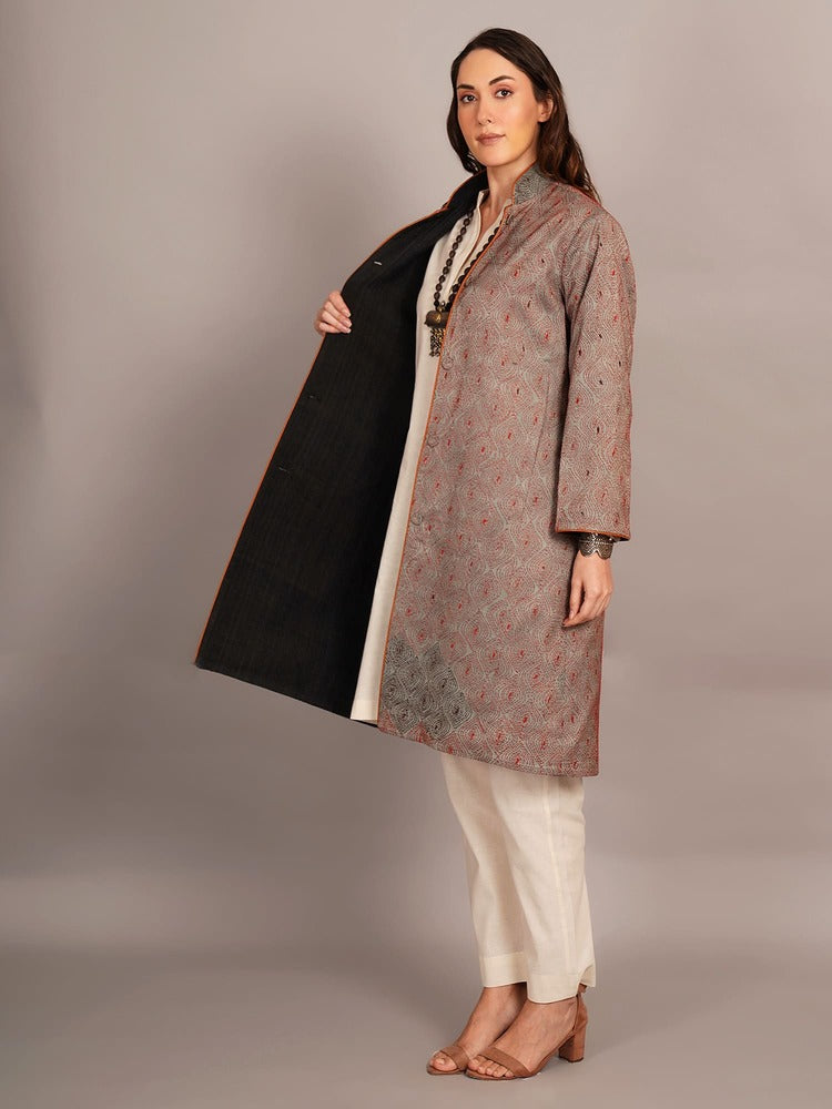 Grey Kantha & Woollen Jacket