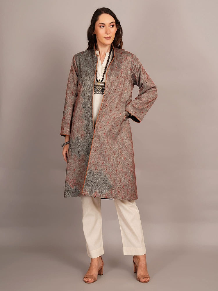 Grey Kantha & Woollen Jacket