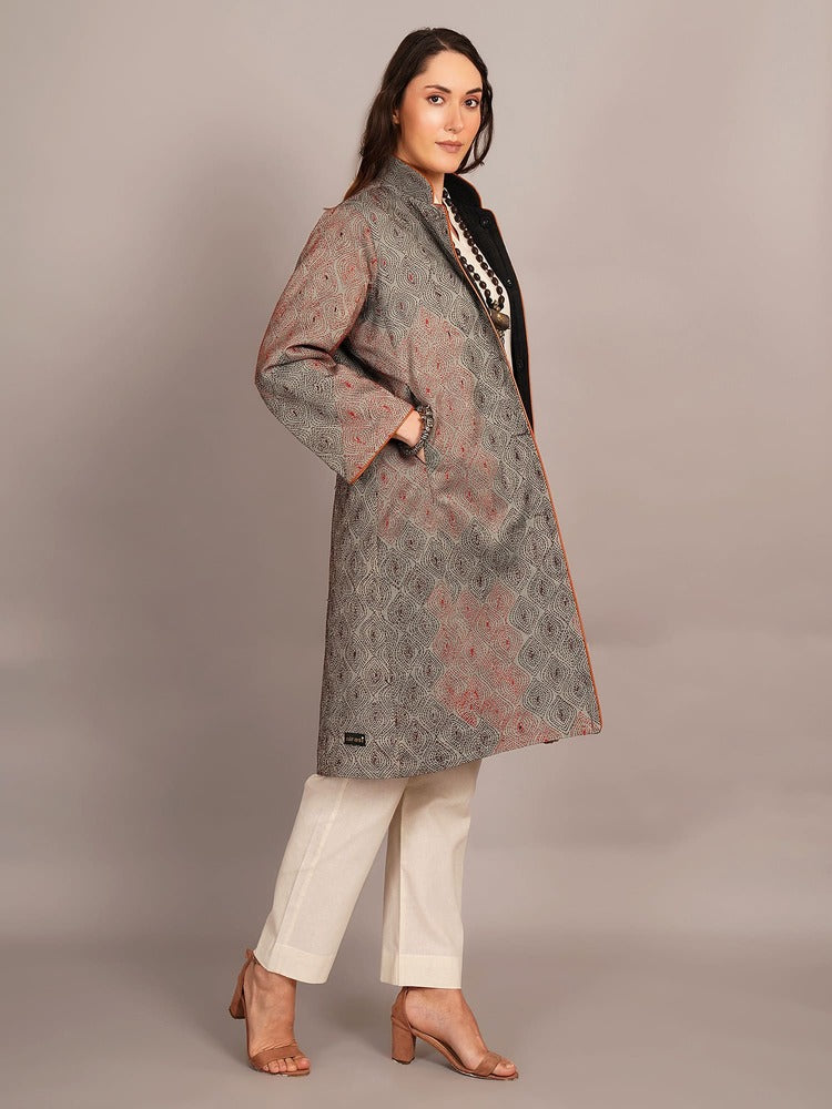 Grey Kantha & Woollen Jacket