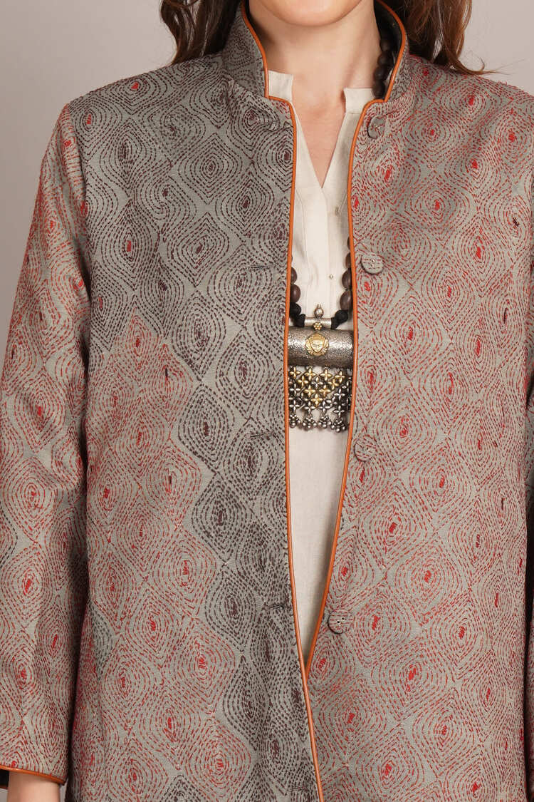 Grey Kantha & Woollen Jacket