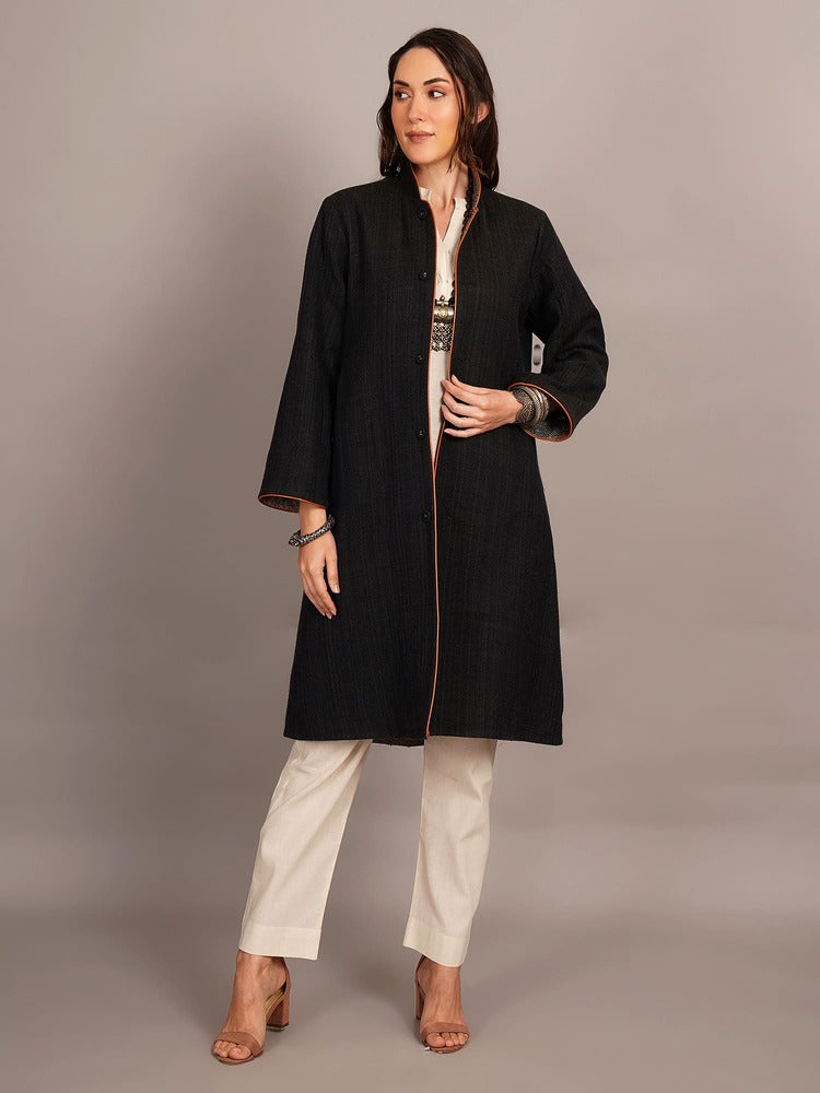 Grey Kantha & Woollen Jacket