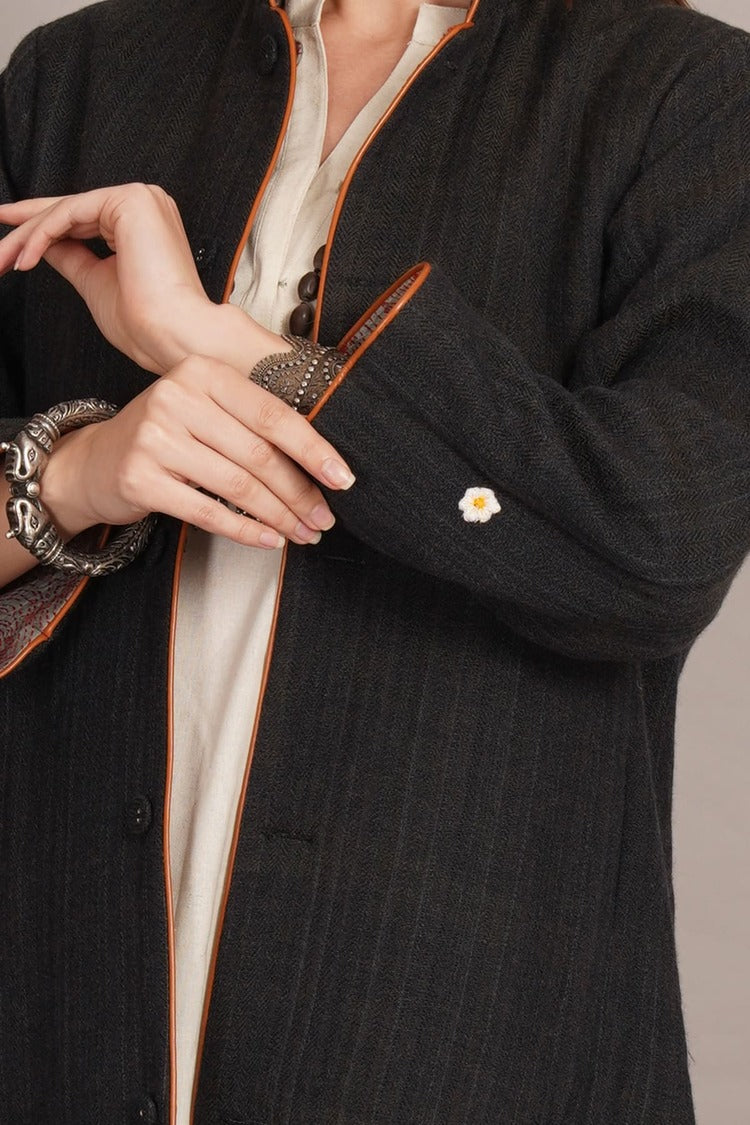 Grey Kantha & Woollen Jacket