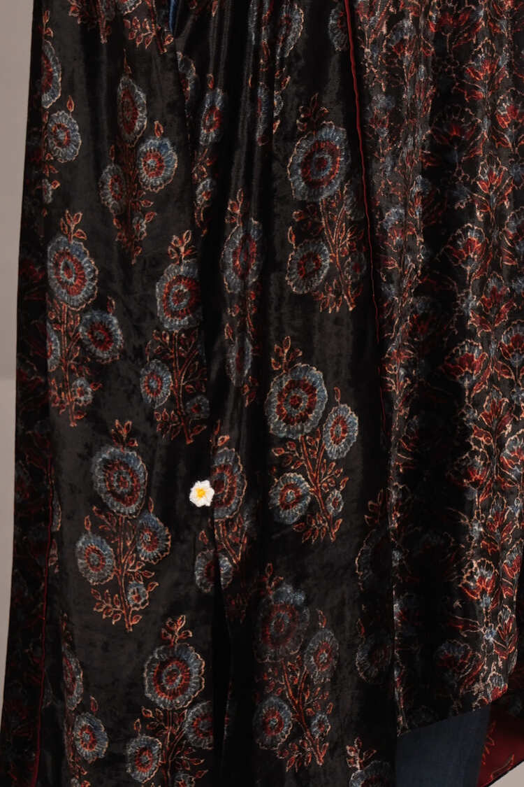 Black Ajrakh Velvet Kaftan