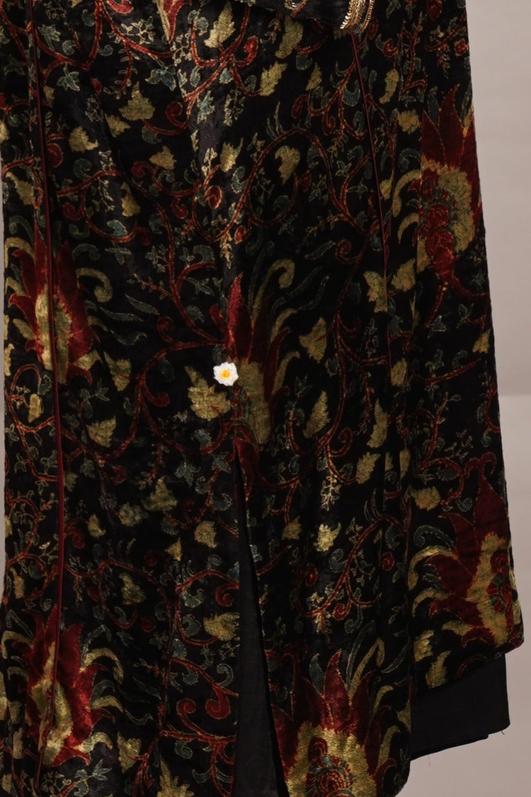Green Bagru Velvet Embroidered Kurta