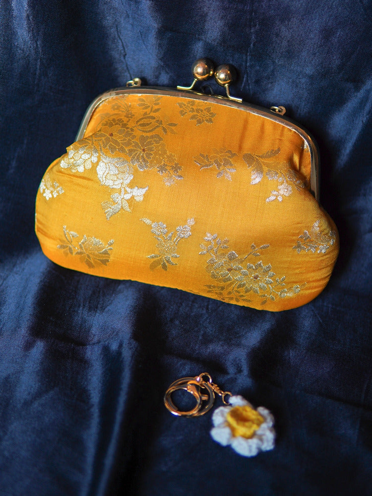 Golden Marigold Banarasi Medium Clutch Bag