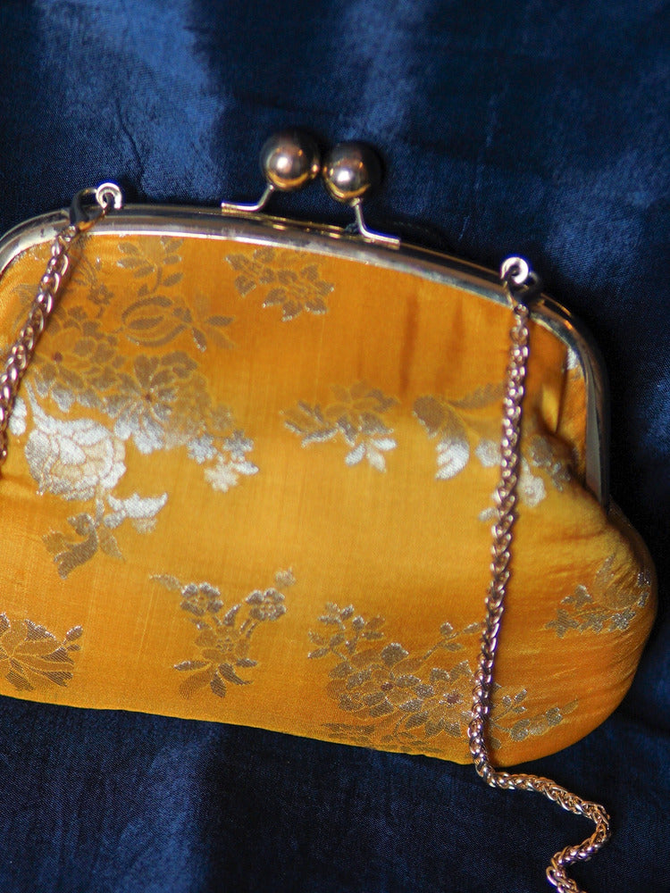 Golden Marigold Banarasi Medium Clutch Bag