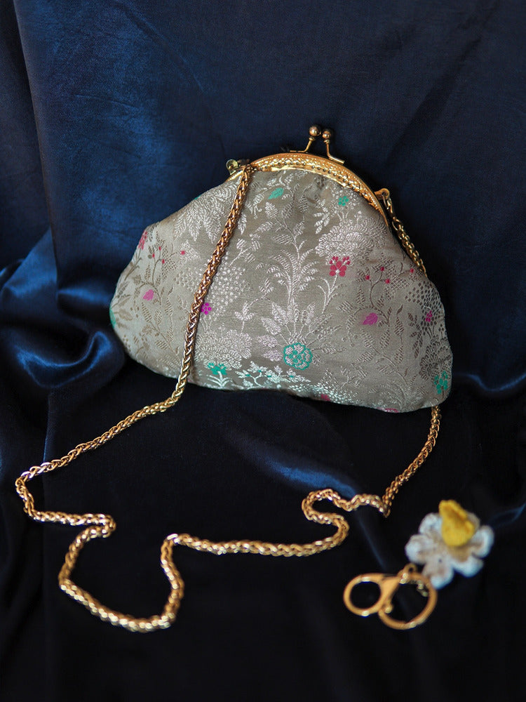 Grey Jasmine Banarasi Small Clutch Bag