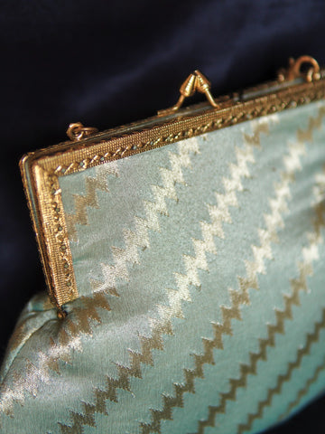 Sky Blue Champa Banarasi Small Clutch Bag