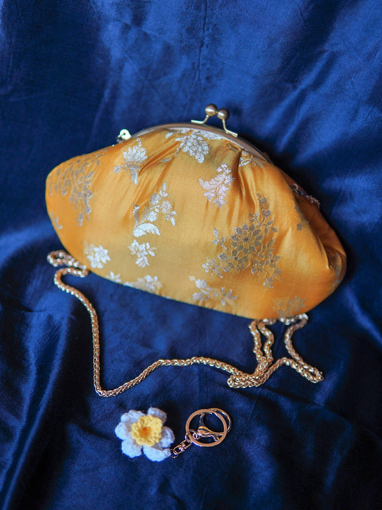 Mustard Marigold Banarasi Small Clutch Bag