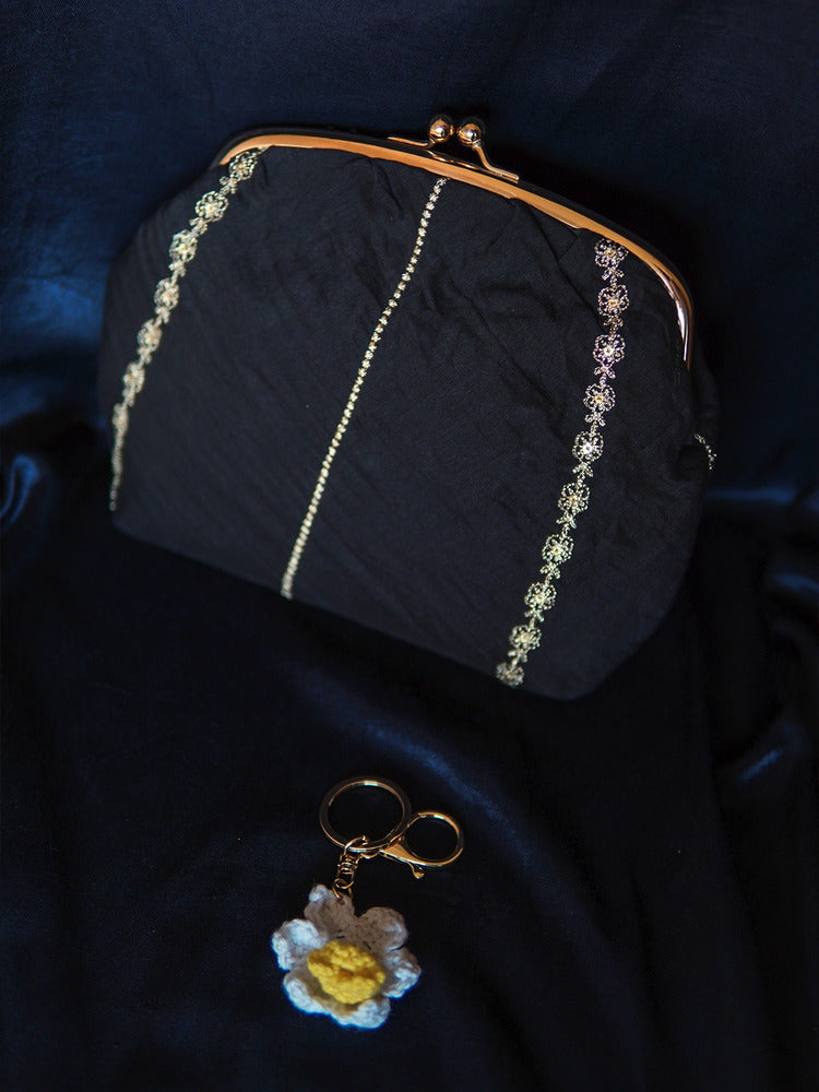Black Raat Rani Chanderi Embroidered Clutch Bag