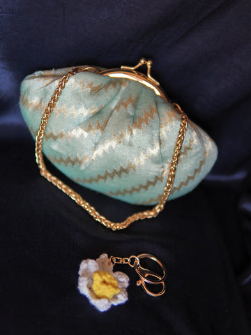 Pastel Blue Champa Banarasi Small Clutch Bag