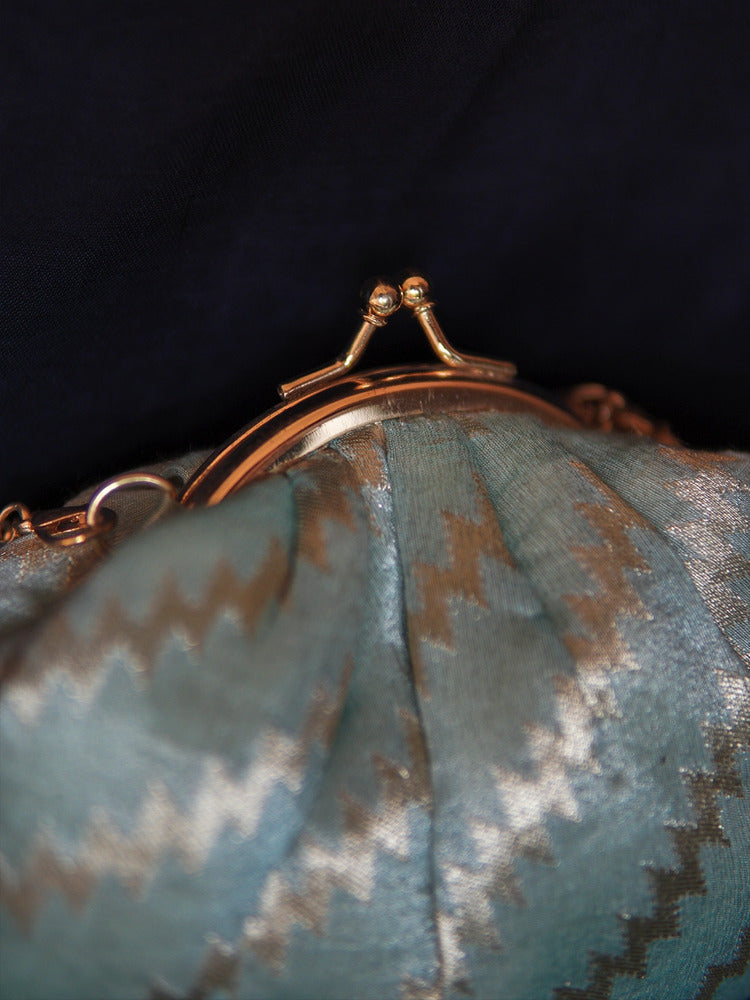 Pastel Blue Champa Banarasi Small Clutch Bag