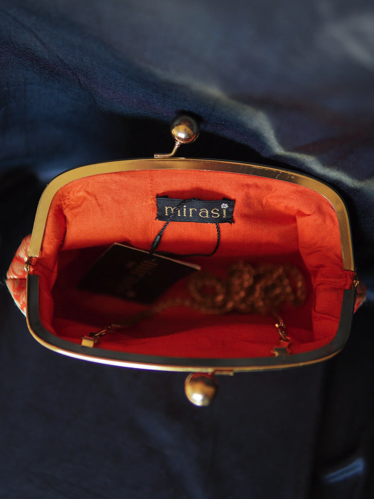 Crimson Rose Banarasi Medium Clutch Bag