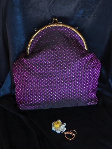 Violet Royal Orchid Tanchoi Large Clutch Bag