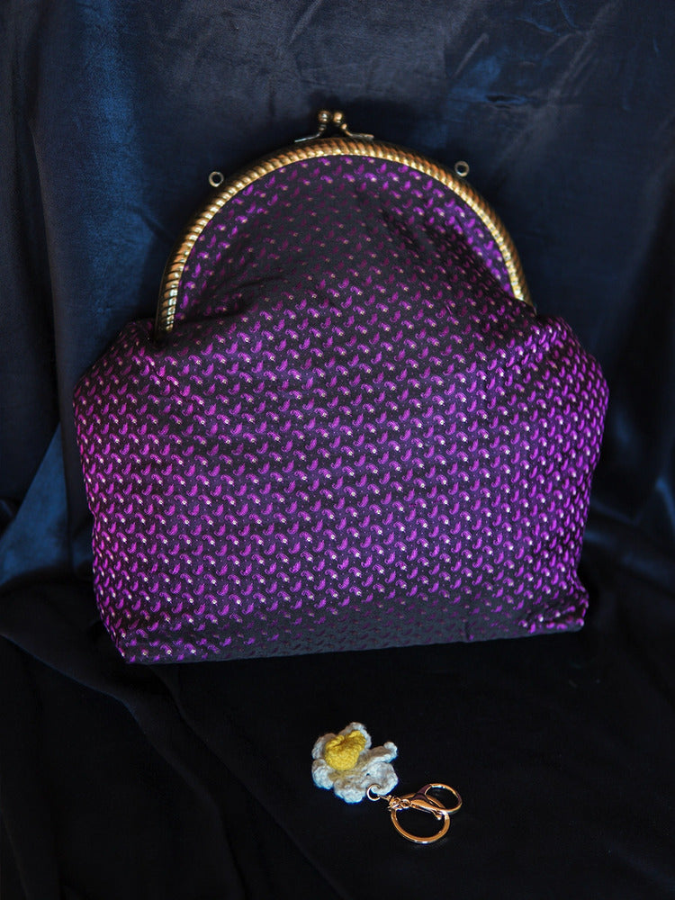 Violet Royal Orchid Tanchoi Large Clutch Bag