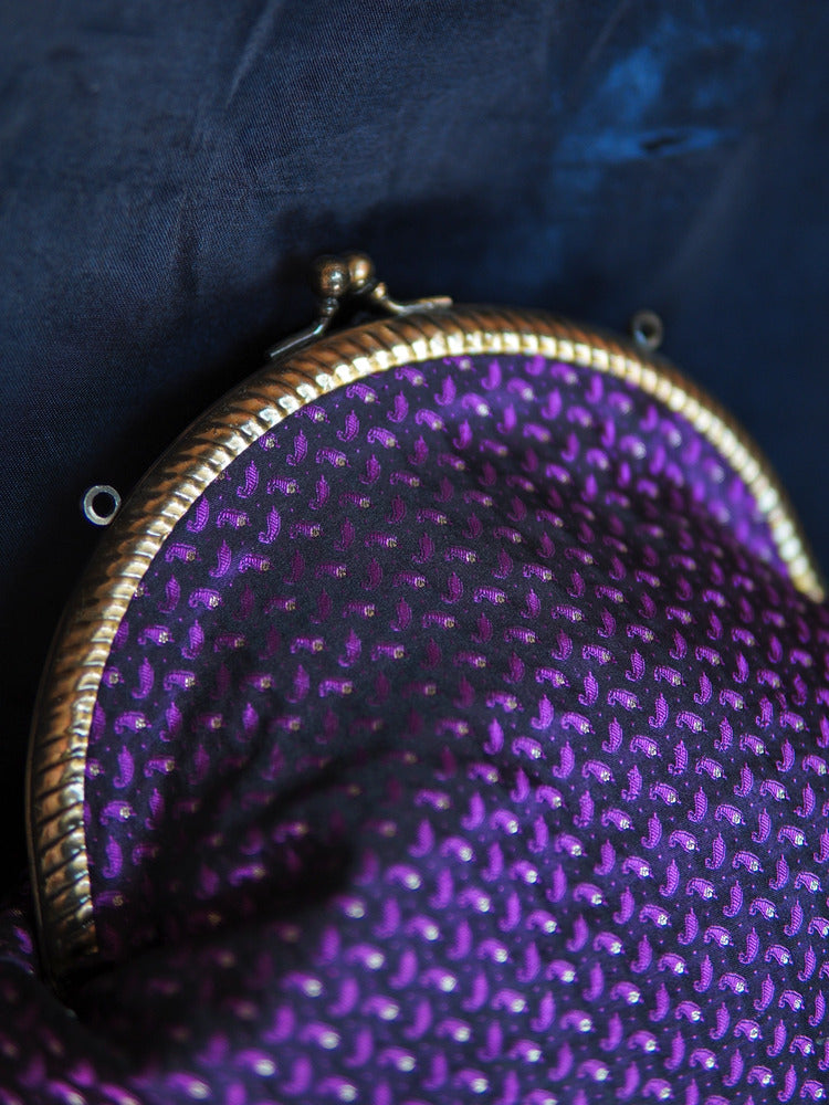 Violet Royal Orchid Tanchoi Large Clutch Bag