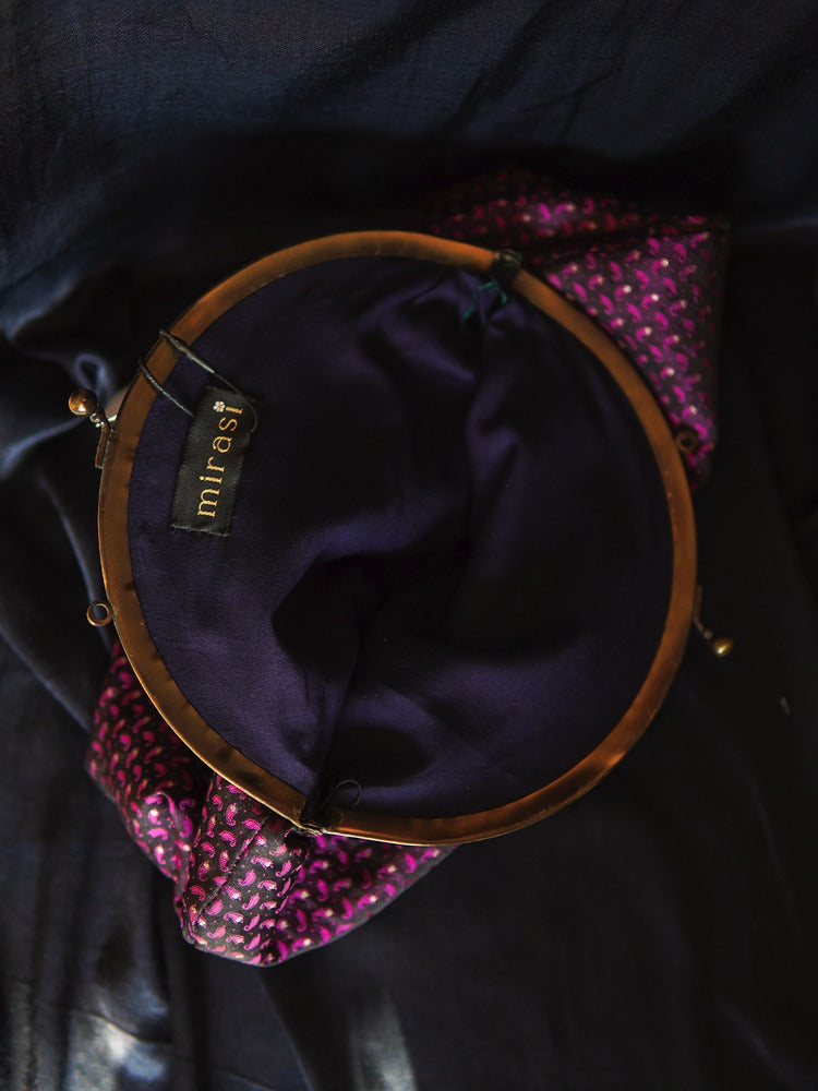Violet Royal Orchid Tanchoi Large Clutch Bag