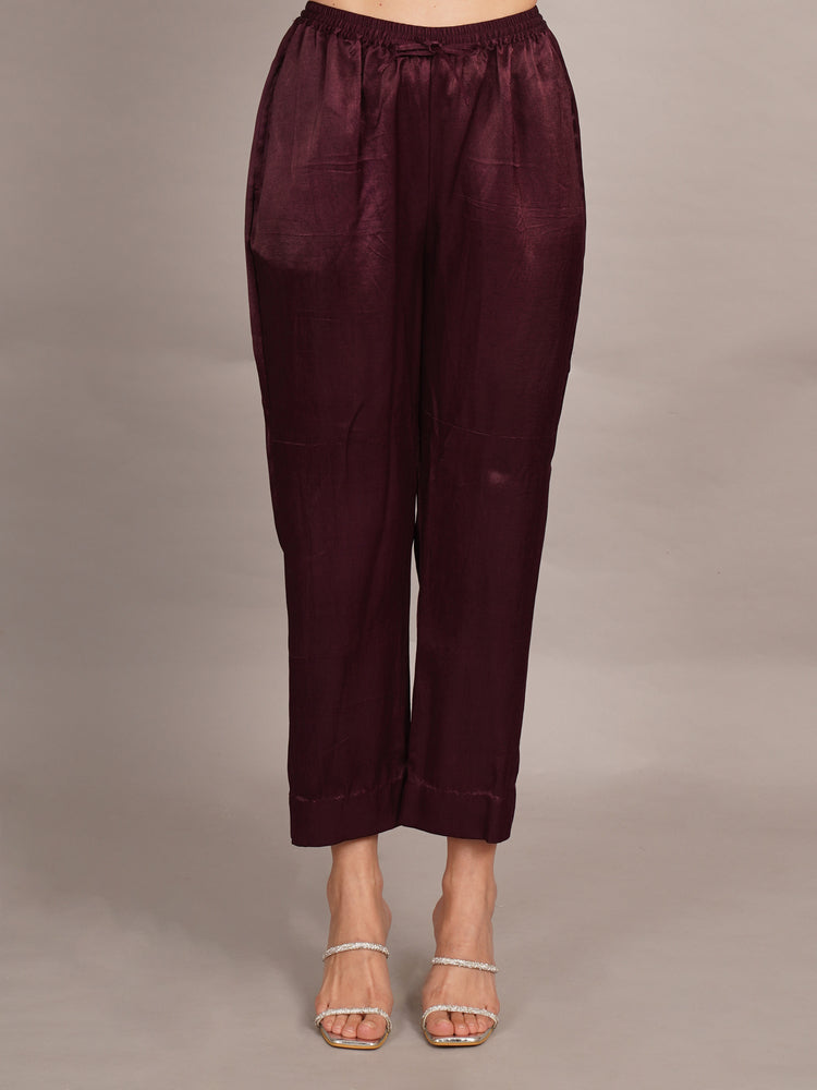 Wine Mashru Kurta Coord Set