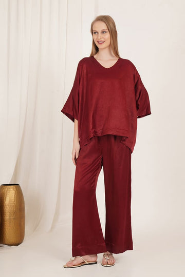 Burgundy Blossom Co-Ord Set