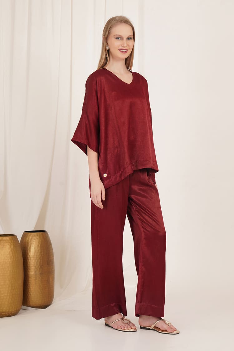 Burgundy Blossom Co-Ord Set