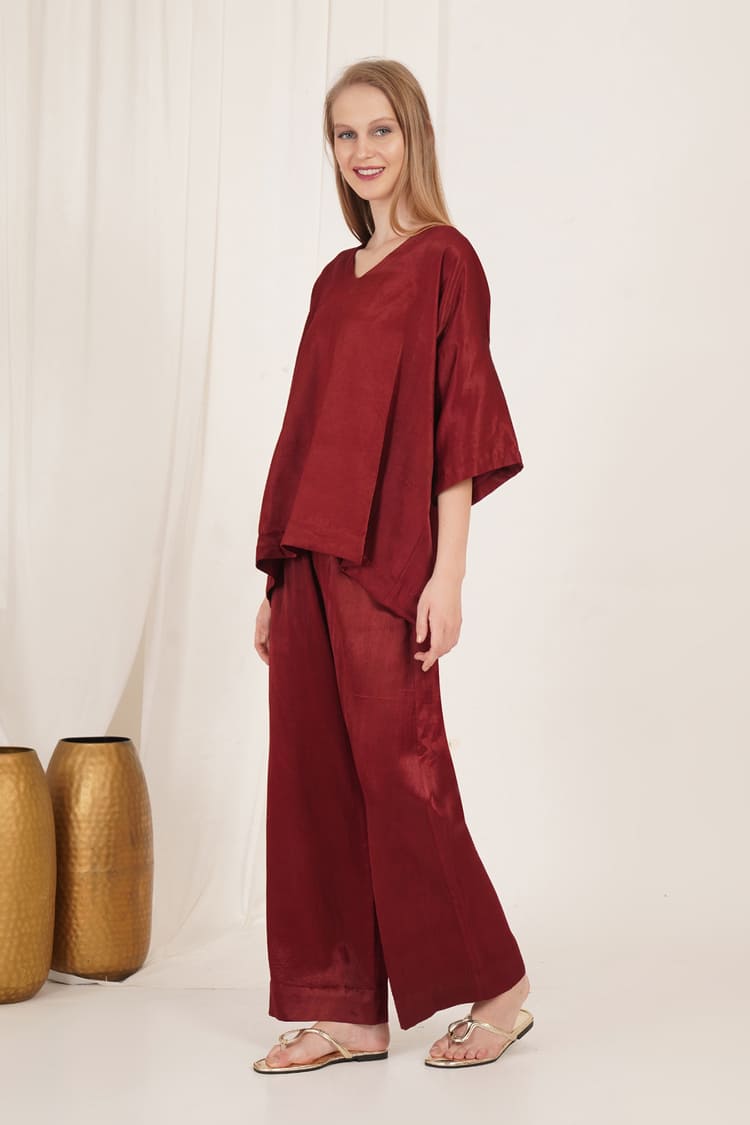 Burgundy Blossom Co-Ord Set
