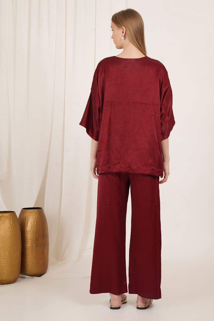 Burgundy Blossom Co-Ord Set
