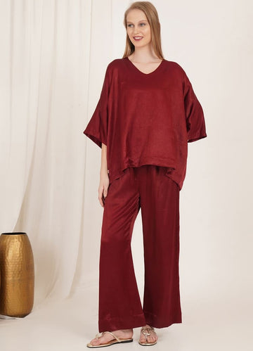 Burgundy Blossom Co-Ord Set
