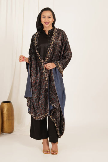 Raven Bloom Ajrak Dupatta