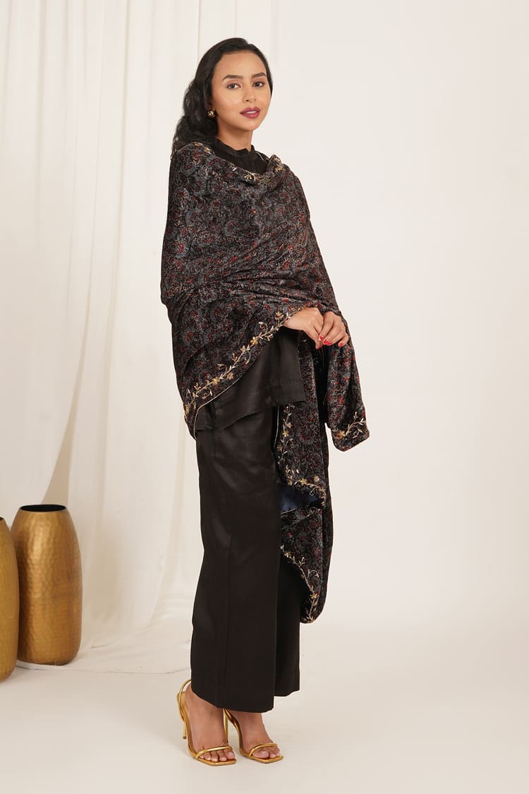 Raven Bloom Ajrak Dupatta