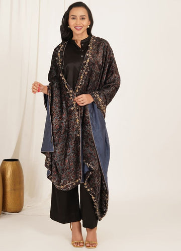 Raven Bloom Ajrak Dupatta