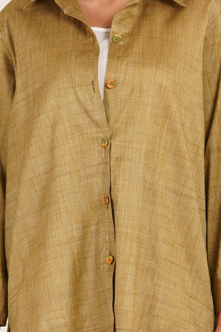 Nargis Flower Mehndi Green Shirt
