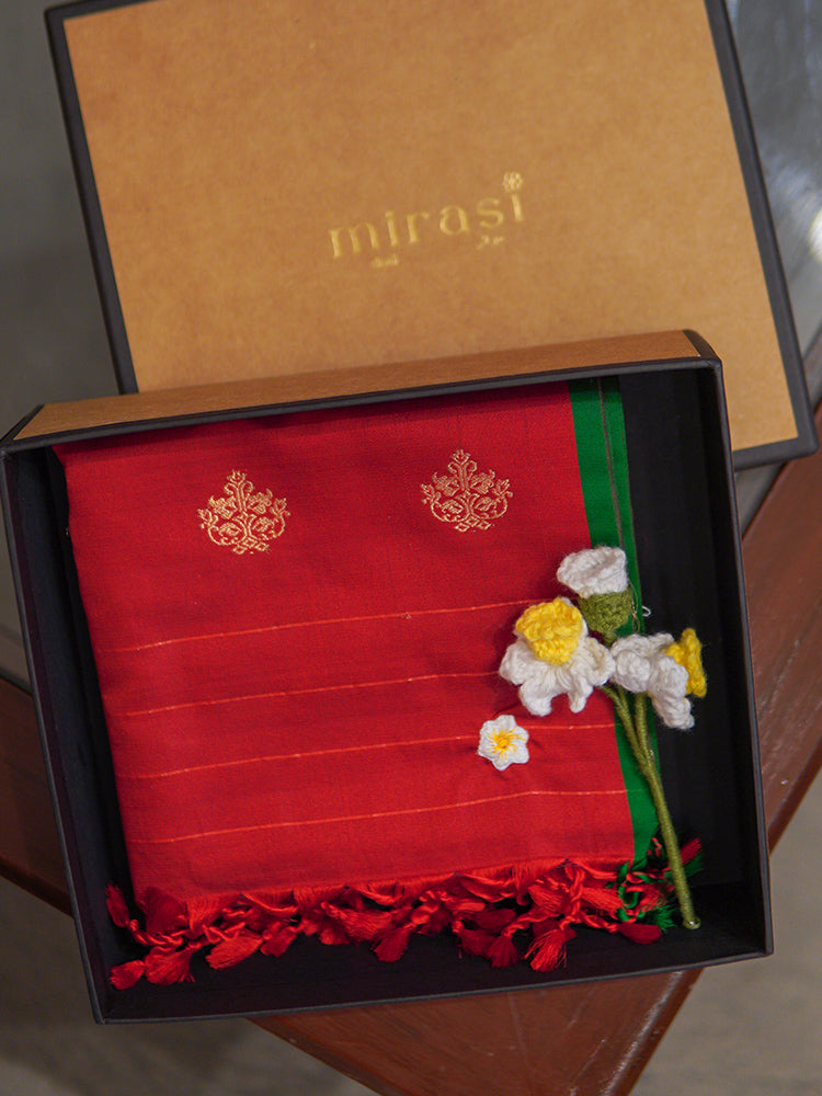 Red Banarasi Silk Stole