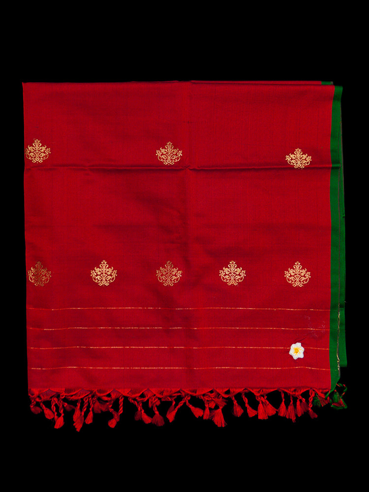 Red Banarasi Silk Stole