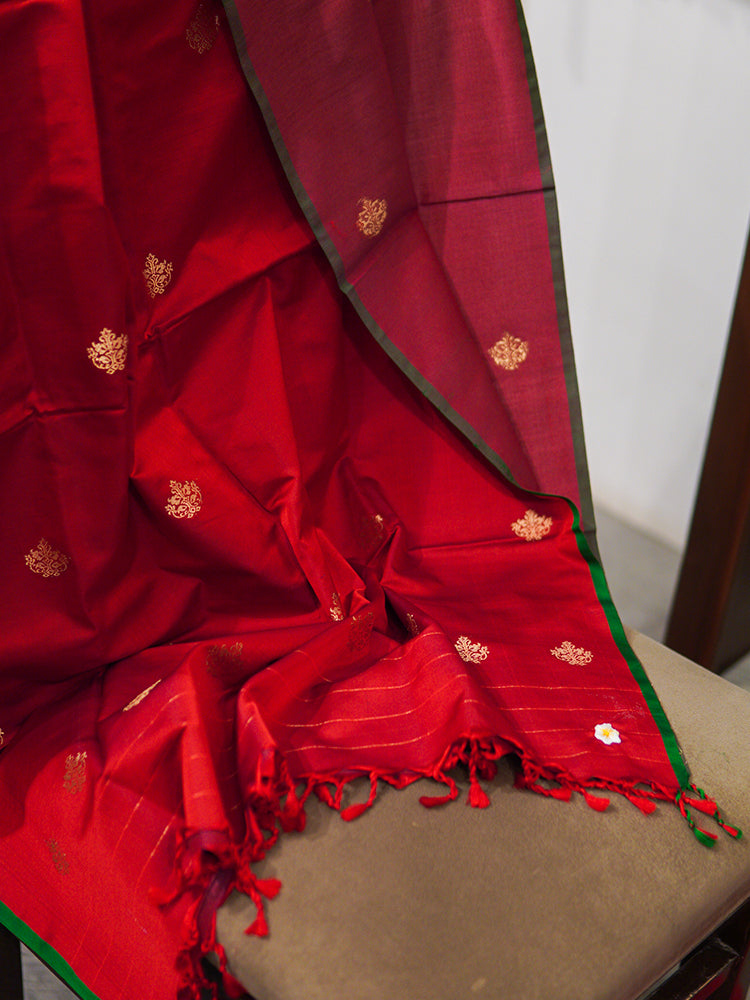 Red Banarasi Silk Stole