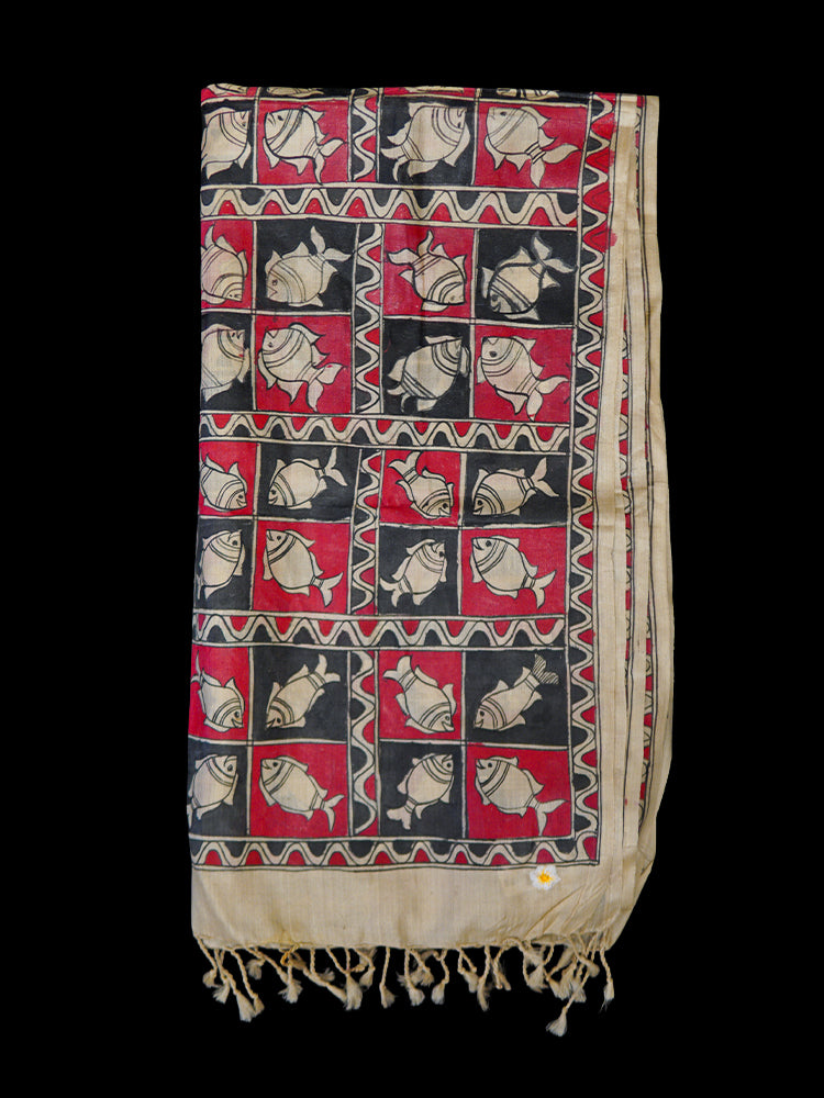 Beige Handpainted Madhubani Stole