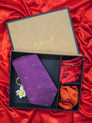 Naqsh Purple Tangaliya Tie Pocket Squares Set
