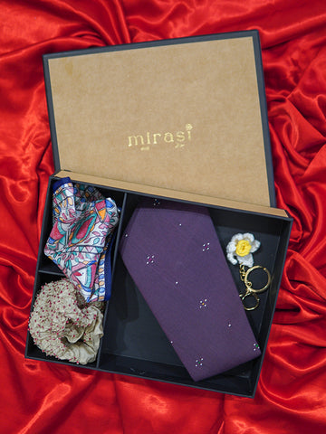 Mosaic Purple Tangaliya Tie Pocket Squares Set