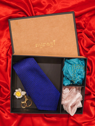 Leher Blue Khun Tie Pocket Squares Set