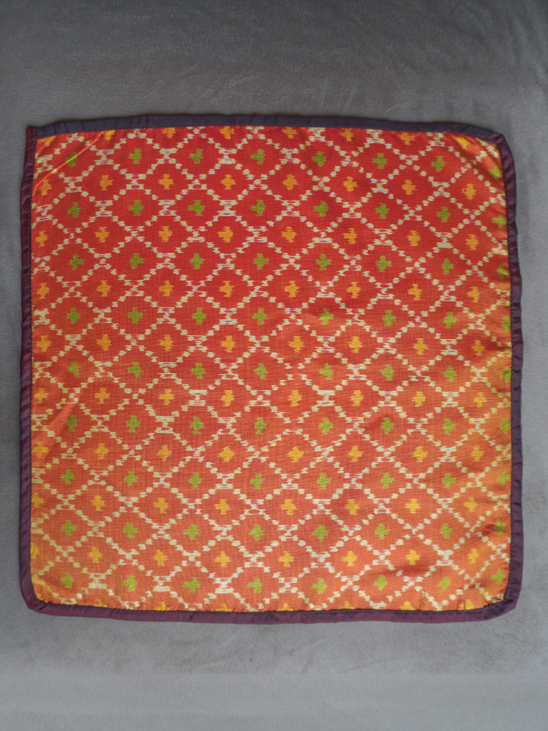 Tevar Red Ikkat Raw Silk Tie Pocket Squares Set