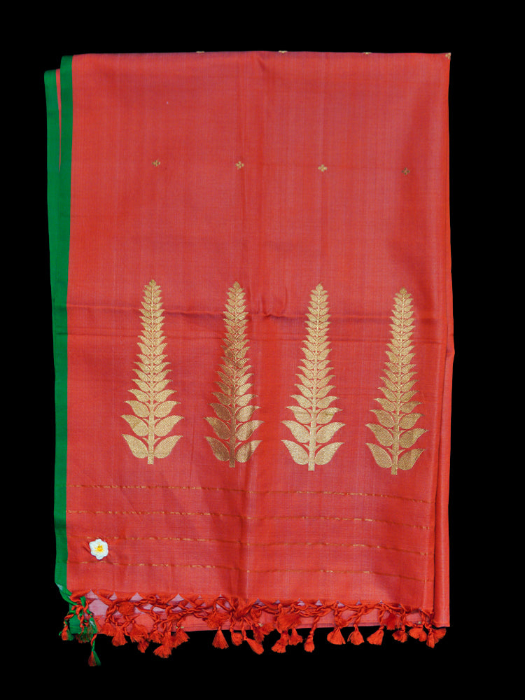 Red Banarasi Silk Stole.