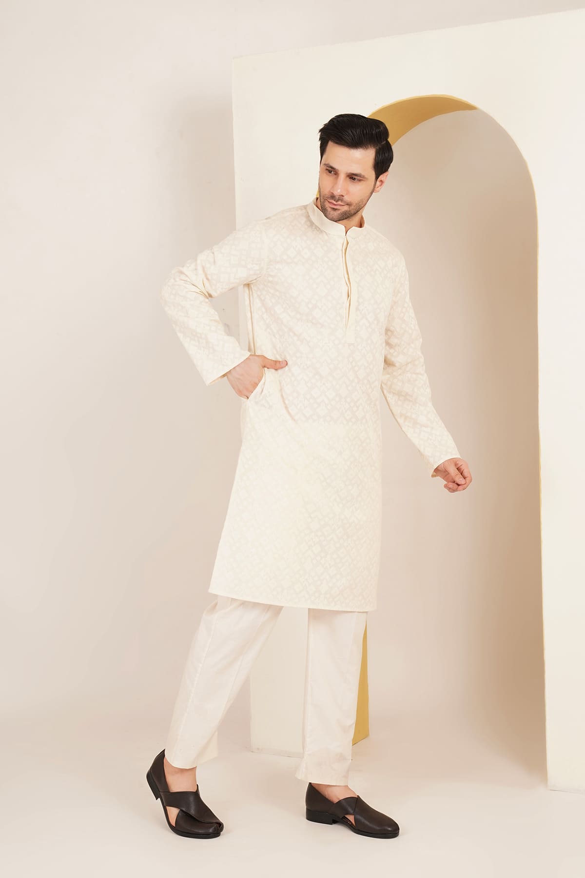 Kedar Cream Kurta Set