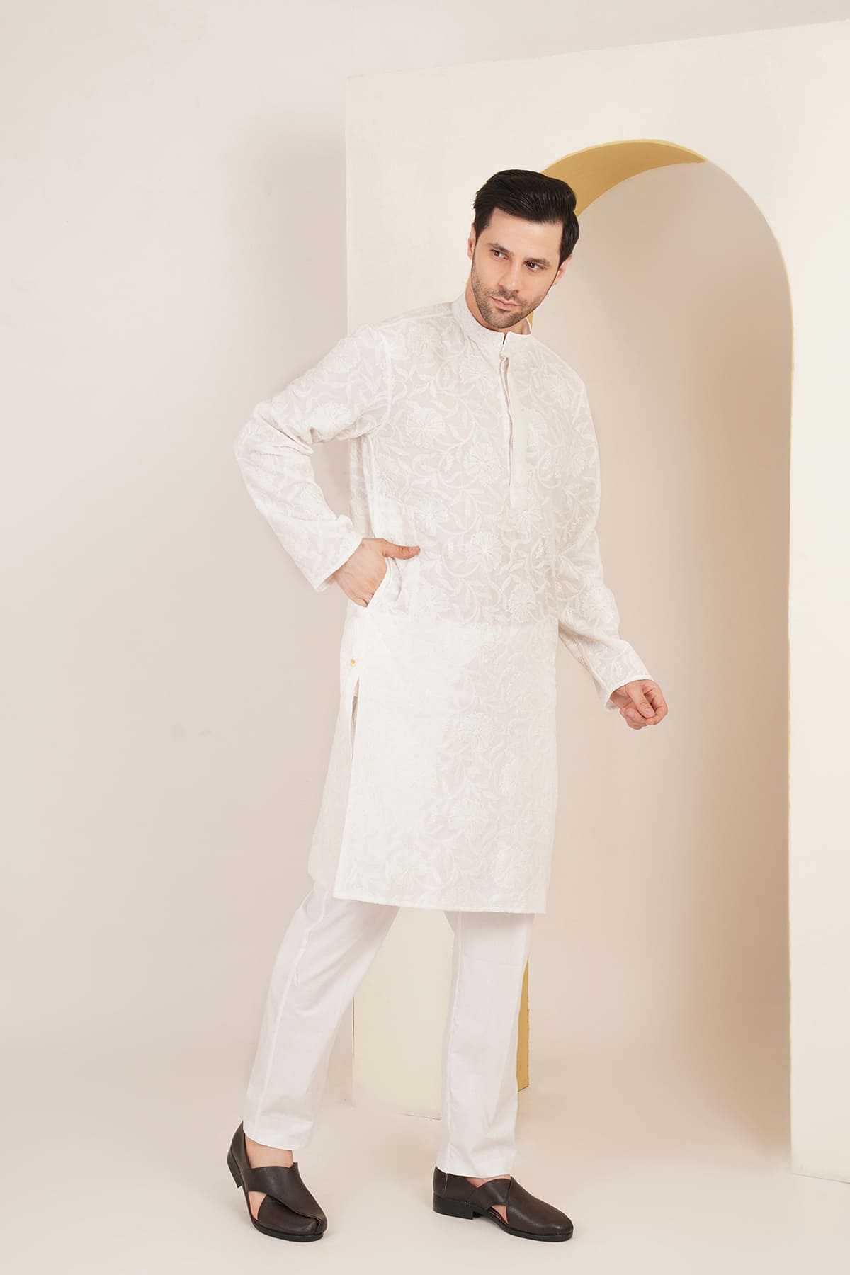 Bhairav White Chikankari Kurta Set
