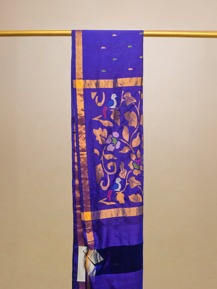Green & Purple Upada Silk With Jamdani Pallu Saree