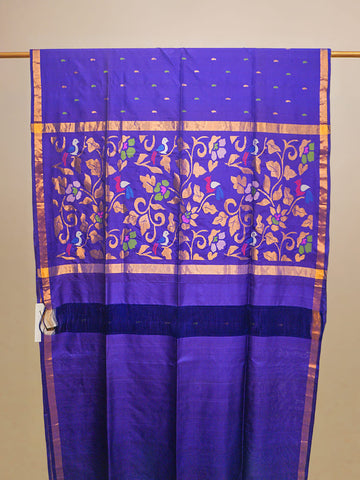 Green & Purple Upada Silk With Jamdani Pallu Saree